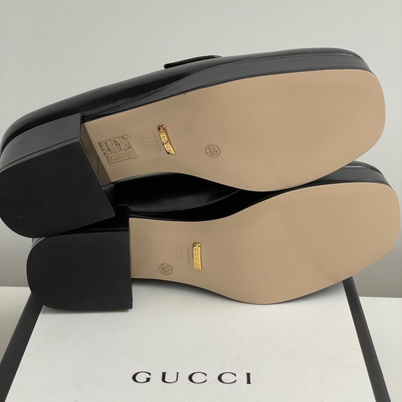 Gucci Black Platform Loafers with Gold Hardware - Picture 4 of 8